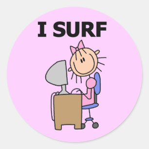 Girl I Surf the Web Tshirts and Gifts Classic Round Sticker