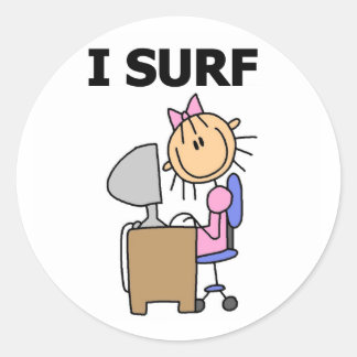 Girl I Surf the Web Tshirts and Gifts Classic Round Sticker