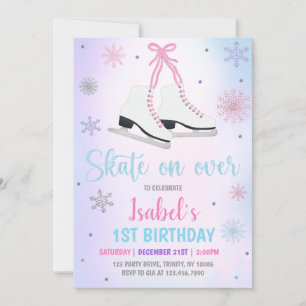Girl Ice Skating Birthday Invitation