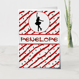 Girl Ice Skating Christmas Sprinkle Personalised Foil Greeting Card