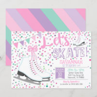 Girl Ice Skating Invitation Ice Skating Party Pink