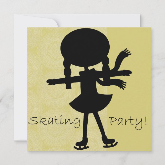 Girl Ice Skating Party Birthday Invitation (Front)