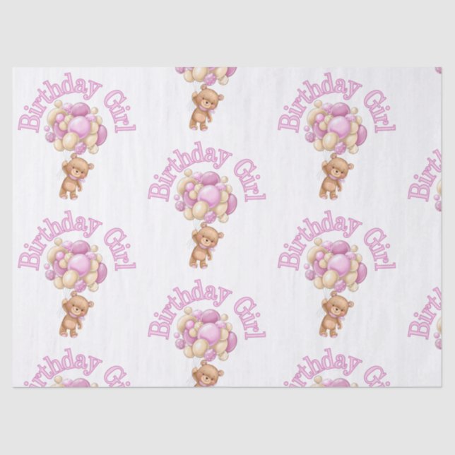 Girl  idea Birthday Bear Tissue Paper (Front)