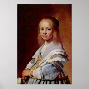 Girl in a blue dress by Johannes Verspronck Poster