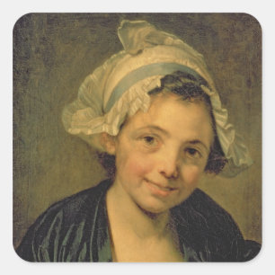 Girl in a Bonnet, 1760s Square Sticker