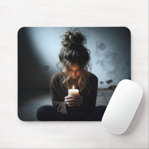 Girl in a Dark Room Mouse Pad