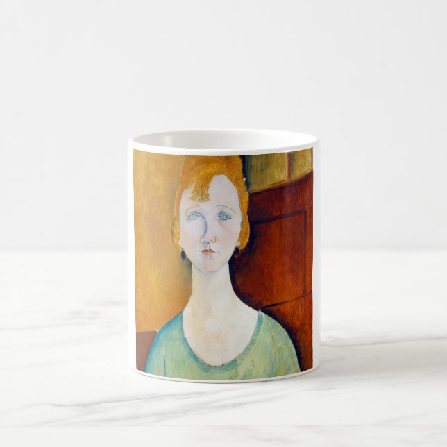 Girl in a Green Blouse, Modigliani Coffee Mug (Center)