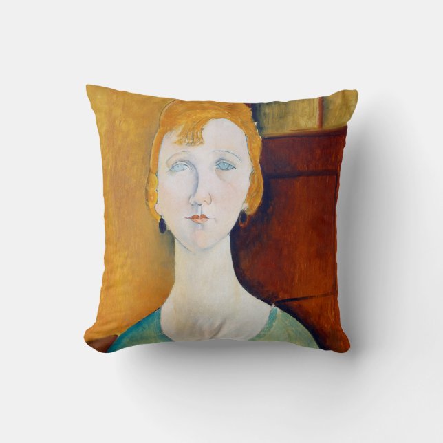 Girl in a Green Blouse, Modigliani Cushion (Front)