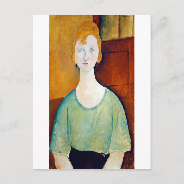 Girl in a Green Blouse, Modigliani Postcard (Front)