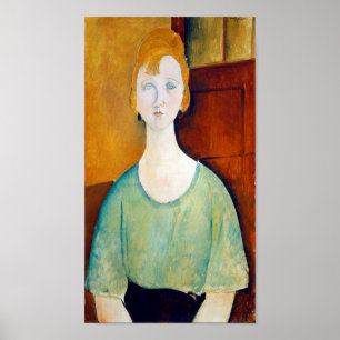 Girl in a Green Blouse, Modigliani Poster