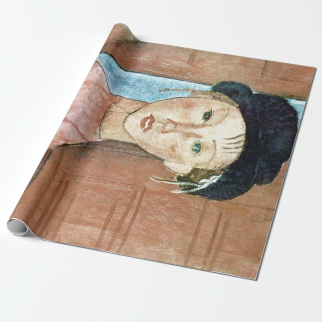 Girl in a Hat, Modigliani Wrapping Paper (Unrolled)