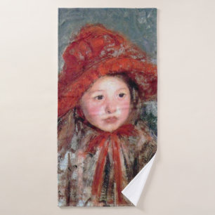 Girl in a Large Red Hat, Mary Cassatt Bath Towel