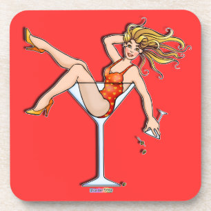 Girl in a Martini Glass 2 - Olivia Cork Coaster