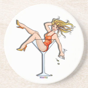 Girl in a Martini Glass Coaster - Olivia