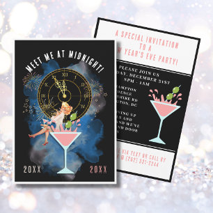 Girl in a Martini Glass New Year's Eve Party  Invitation