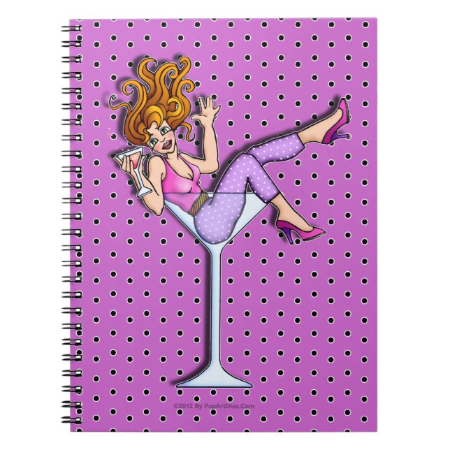GIRL IN A MARTINI GLASS NOTEBOOK, JOURNAL, DIARY NOTEBOOK (Front)
