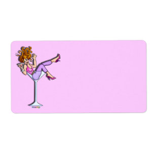 GIRL IN A MARTINI GLASS (Pink) AVERY LABELS