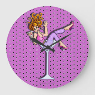 GIRL IN A MARTINI GLASS WALL CLOCK (lil red)