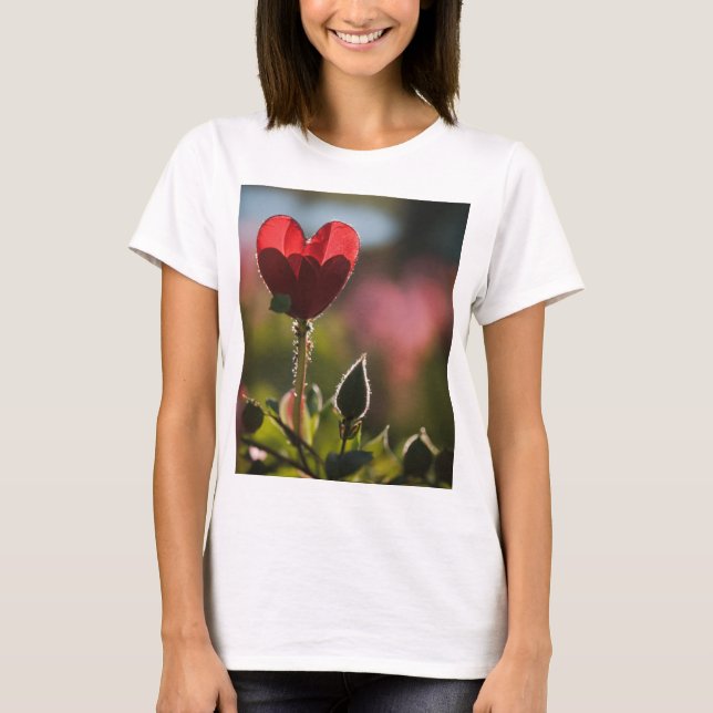 Girl in a Red Rose T-Shirt (Front)