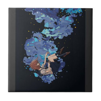 Girl in a Vacuum Ceramic Tile