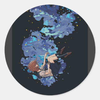 Girl in a Vacuum Classic Round Sticker