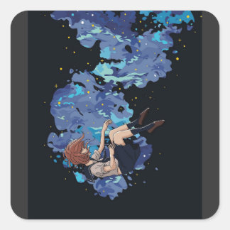 Girl in a Vacuum Square Sticker