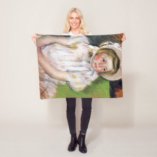 Girl in a White Bonnet, Mary Cassatt Fleece Blanket