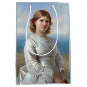Girl in a White Silk Dress for Holy Communion Medium Gift Bag