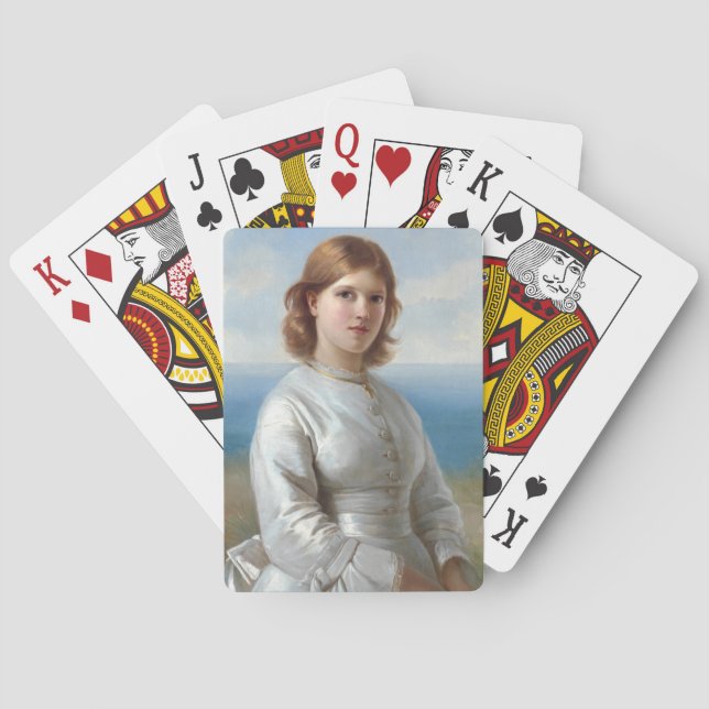 Girl in a White Silk Dress for Holy Communion Playing Cards (Back)