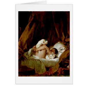Girl In Bed With A Dog By Jean-Honore Fragonard
