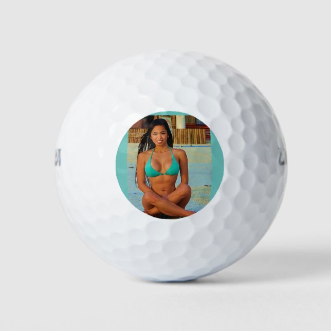 Girl in Bikini Golfballs Golf Balls (Front)