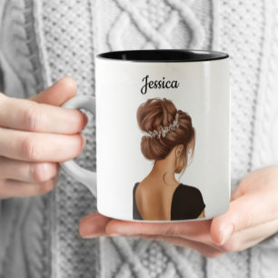 Girl in Black Personalised Custom Coffee  Two-Tone Coffee Mug