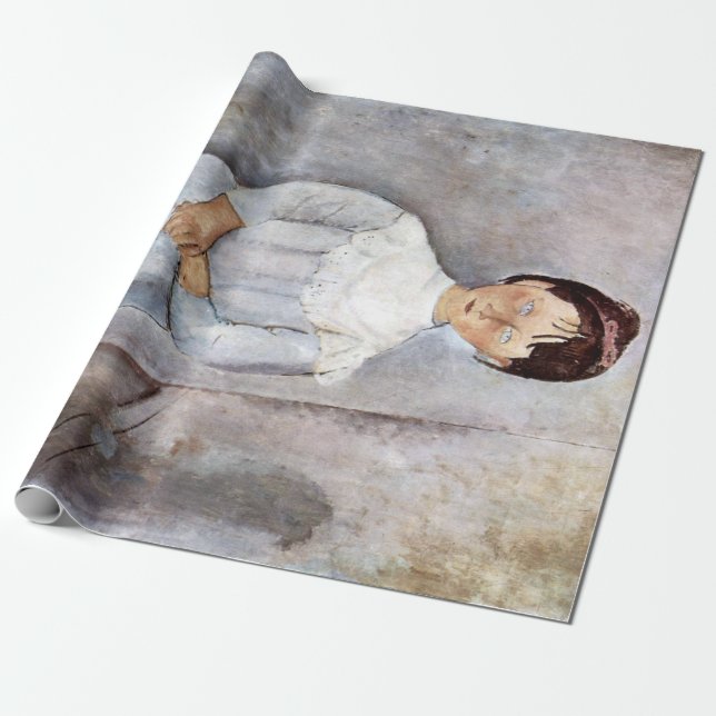 Girl in Blue, Modigliani Wrapping Paper (Unrolled)