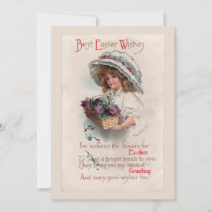 Girl in Bonnet  Easter Invitation