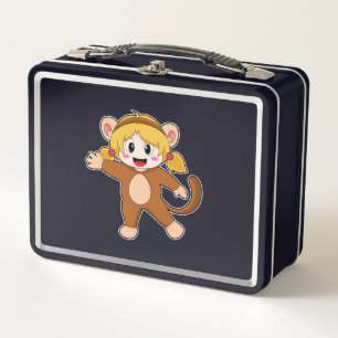 Girl in Costume as Monkey Metal Lunch Box
