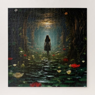 Girl in Fantasy Tunnel Jigsaw Puzzle