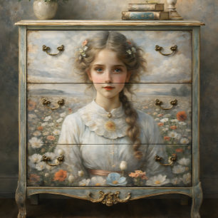 Girl in Field of Poppies Decoupage Tissue Paper