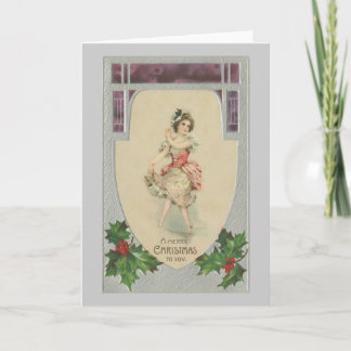 Girl in Flowery Dress Christmas Card