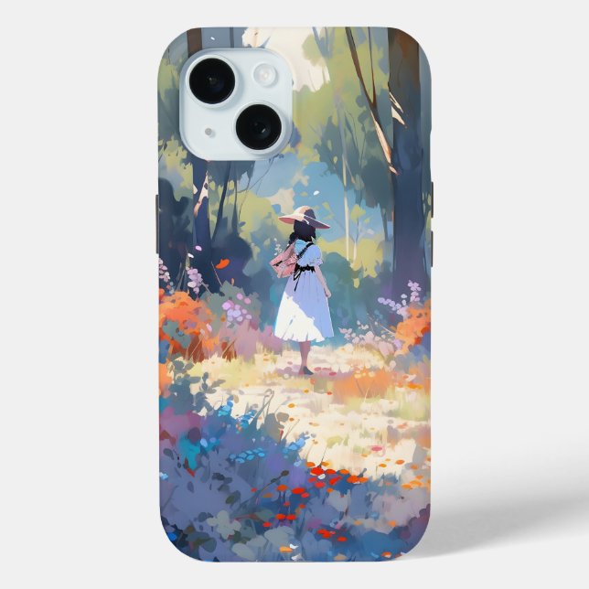Girl in Forest Anime Impressionism Case-Mate iPhone Case (Back)