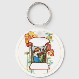 Girl in Garden Key Ring