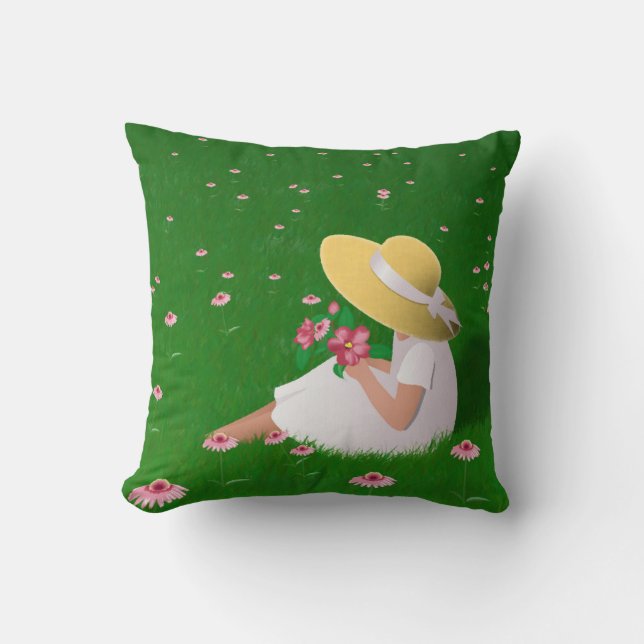 Girl In Grass Cushion (Front)