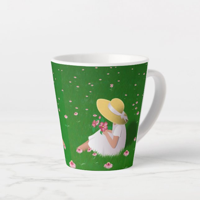 Girl In Grass Latte Mug (Right Angle)