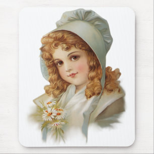 Girl in Green Bonnet Mouse Pad