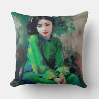 Girl in Green Dress Cushion