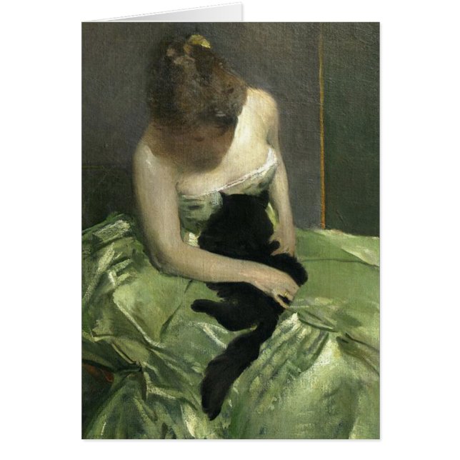 Girl in Green Dress with Black Cat (Front)