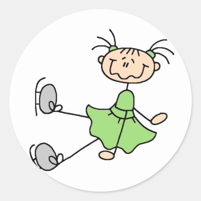 Girl In Green Ice Skater Sticker (Front)