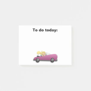 Girl in Magenta / Pink Car Post It Note