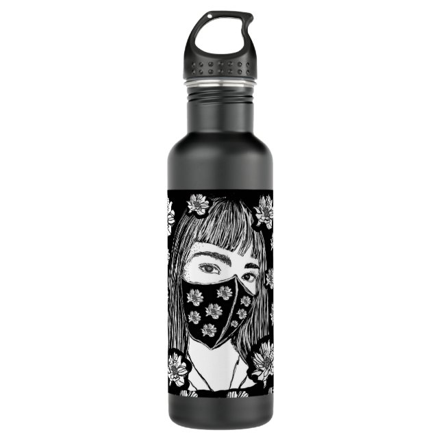 Girl in mask  Stainless Steel Water Bottle (Front)