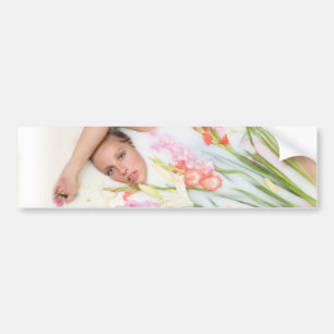 Girl in Milk with Flowers Bumper Sticker