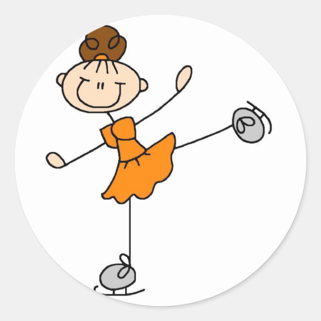 Girl In Orange Ice Skater Sticker (Front)